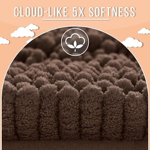 Yimobra Bathroom Rug Mat 44 x 24, Non Slip and Super Absorbent Bath Mat,Machine Washable Quick Dry,Ultra Plush Chenille Shower Rugs for Bathroom Floor Sink Tub and Shower Outside,Brown thumbnail 4