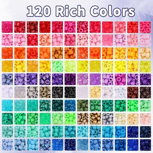QUEFE 4680pcs Pony Beads Friendship Bracelets Making Kit, 120 Colors Kandi Beads Set for Jewelry Making, 3840pcs Plastic Rainbow Bead and 840pcs Letter Beads for Gift, Necklace and Craft thumbnail 4