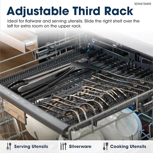 Sharp SDW6736MS 24-inch Stainless Steel Dishwasher, Third Rack, Library Quiet 47 dB, Power Wash Sprayer thumbnail 4