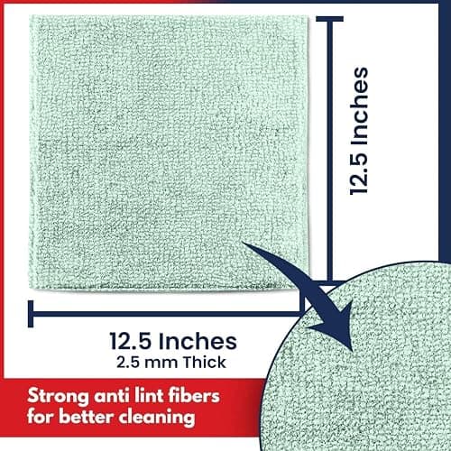 USANOOKS Microfiber Cleaning Cloth - Sea Green - 12Pcs (12.5x12.5 inch) High Performance - 1200 Washes, Ultra Absorbent Car Towel Traps Grime & Liquid for Streak-Free Mirror Shine - car Washing Cloth thumbnail 2