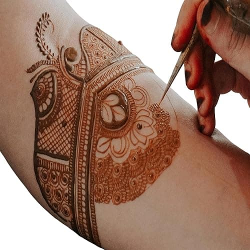 Naturic 4x Henna Tattoo, Temporäre Tattoo + 11x Henna Tattoo Schablone, Temporäre Mehndi Tattoos, Natürliche Kegel, Tattoo sticker, Temporäre Tätowierung - Rotbraun thumbnail 6