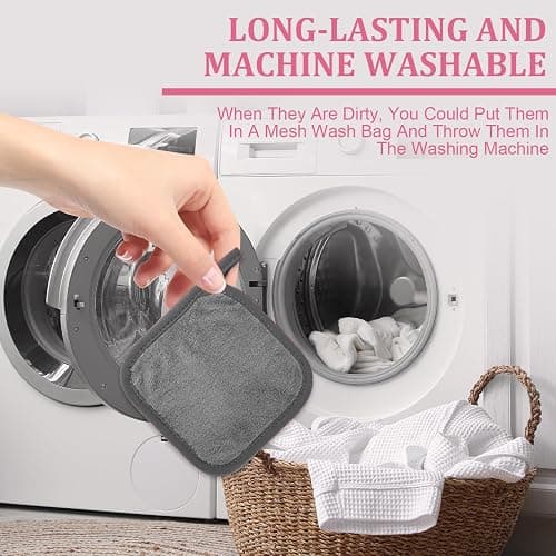 Puomue Makeup Remover Cloth 12 Pack, Ultra Soft and Reusable Microfiber Makeup Remover Towels for All Skin Types, Perfect Face Towels for Women, 6 Inch X 6 Inch, Multicolor thumbnail 7