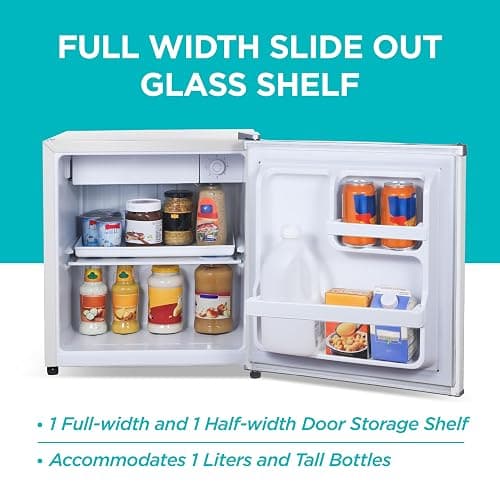 BLACK+DECKER 1.7 Cu. Ft. Compact Refrigerator, ENERGY STAR Certified, Single Door Mini Fridge with Chiller Compartment, Personal Fridge for Home or Dorm Room, R600a Refrigerant, BCRK17W, White thumbnail 4