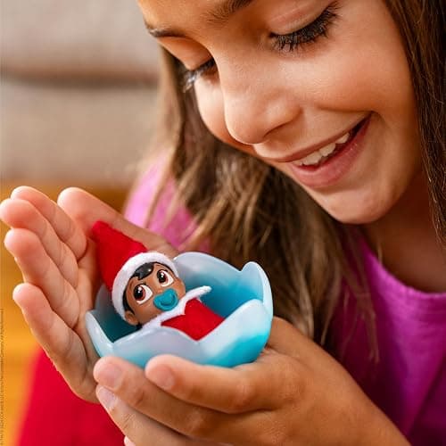 The Elf on the Shelf Frost Pips Mini Blooms Elf Baby Girl with Brown Eyes - Includes Frost Flower Cradle - for Ages 3 Years and Above thumbnail 2