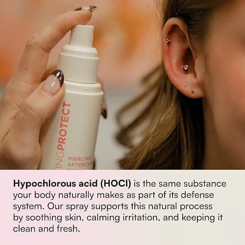 Piercing Aftercare Spray Hypochlorous | Non-Toxic Ear Piercing Cleaner with No Alcohol | for Sensitive Skin, Soothe & Protect PiercingProtect® thumbnail 6