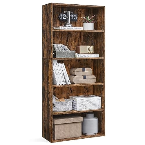 VASAGLE CUSTOS Collection - Bookshelf, 5-Tier Bookcase, Book Shelf, Open Storage Shelf, 9.4 x 23.6 x 52.8 Inches, for Living Room, Home Office, Dinning Room, Rustic Brown ULBC165X01 - Image 1