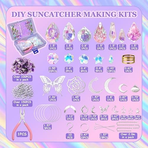 DIY Suncatcher Kit 400pcs Sun Catchers Making Kit Supplies Art and Crafts for Adults With Tutorial Hanging Prism Sun Catcher with Crystals for Window Home Garden Festival Decor Gifts (Butterfly) thumbnail 2