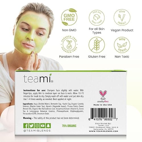 Teami Detox Face Mask for Hydraiting,Stick Mask Alternative Moisturizing & Purifying, Blackhead Remover Green Tea Mask Cleanse Mask reduces Acne & oil, Pore Minimizer Clay Mask for All Skin Types thumbnail 6