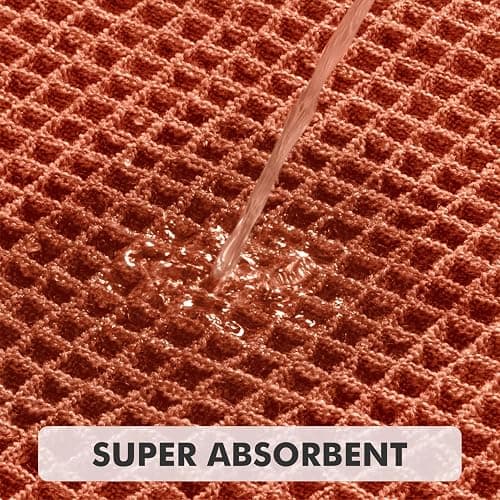 MIULEE Fall Orange Set of 2 Waffle Bathroom Rugs Boho Bath Mat 18x30 in | Looped Design, Super Absorbent, Non Slip, Washable, Ultra Soft, Rubber Backed, Bathroom Mats for Floor Tub Shower, Fall decor thumbnail 6