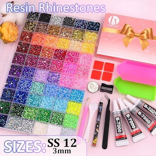 TINKRSTUFF 50000Pcs 60 Colors Jelly Rhinestones Bedazzling Kit | All-in-One Bedazzler Kit, Multicolors Gems, 4Pcs B7000 Jewelry Glue, Diamond Art Tools, for Shoes Books Crafts Nail Art thumbnail 2