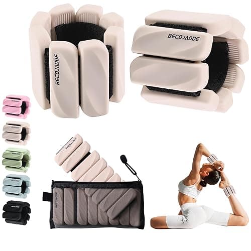 BECOJADDE Ankle Weights Set of 2 (1 lb/2 lb Each) for Women Men Adjustable Wrist Bracelet for Home Gym Weighted Bangles Wristbands Leg Arm Weights for Walking Swimming Running Pilates Yoga Gym - Image 1