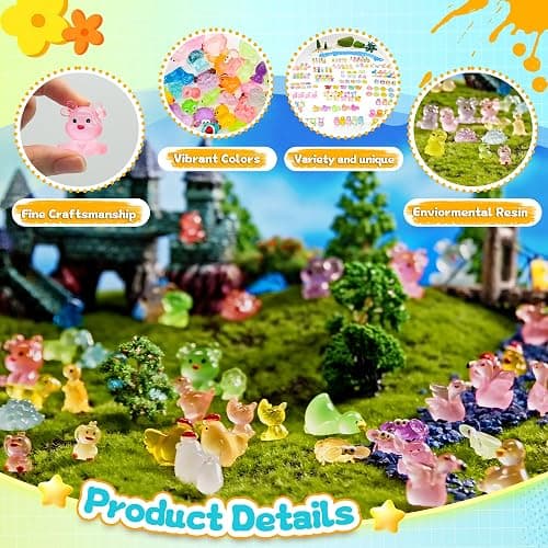 Tardigrade 200pcs Luminous Mini Resin Animals, Tiny Mini Animal Figures to Hide, Miniature Figurines Glow in The Dark Variety Micro Landscape for Potted Plants Garden Aquariums Dollhouse Gift Package thumbnail 5