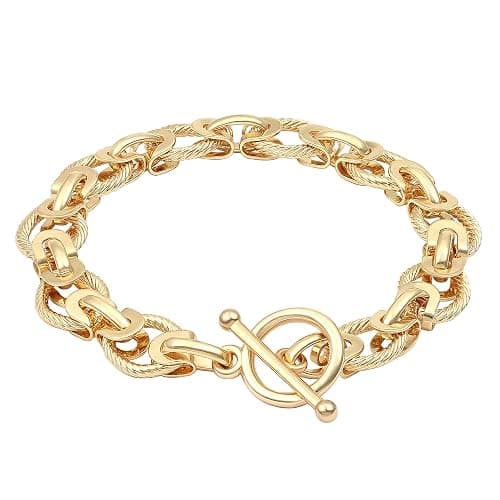 SOFYBJA 18k Gold Plated Personalized Chunky Cuban Oval Link Chain Bracelets for Men Toggle Rope Bracelet Jewelry for Women - Image 1