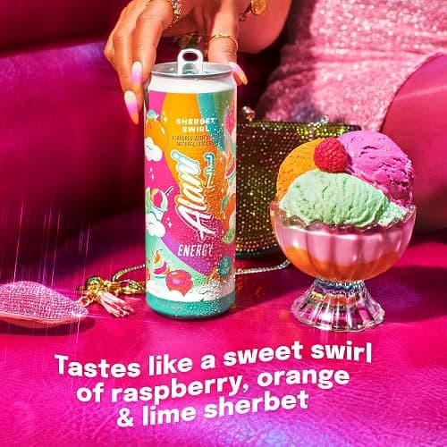 Alani Nu SHERBET SWIRL Sugar Free, Low Calorie Energy Drinks, 200mg Caffeine, Biotin B Vitamins, Zero Sugar, 10 Calories, 12 Fl Oz Cans, 12 Pack thumbnail 3