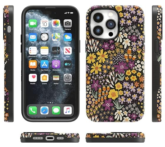 Casely iPhone 14 Pro Case | Falling for You | Plum Floral | Compatible with MagSafe | Bold Protective Design thumbnail 6