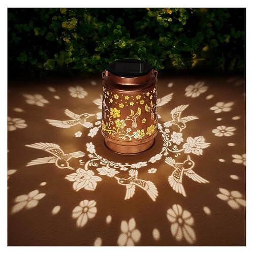 Solar Lanterns Outdoor Waterproof Hummingbird Garden Decor Birthday Gifts for Women Mom Grandma Hanging Solar Lights Metal Solar Decoration Outside for Yard,Patio,Backyard,Porch - Image 1