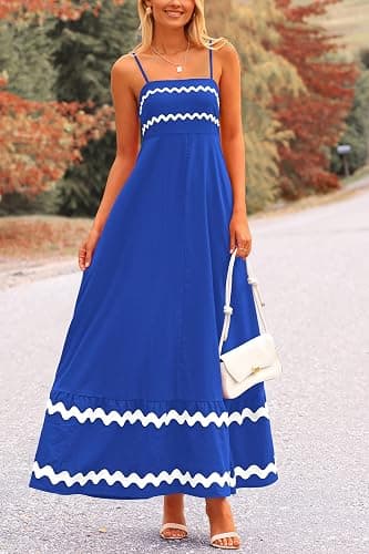 PRETTYGARDEN Women's 2025 Summer Flowy Maxi Dress Casual Sleeveless Spaghetti Strap Ruffle Beach Long Dresses thumbnail 4