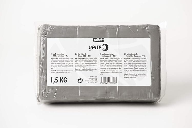 Pébéo - Argilla senza Cottura Gédéo - Creta Autoindurente, Senza Forno - Modellazione, Stampo e Ceramica, Grigio cemento, 1.5 Kg thumbnail 3