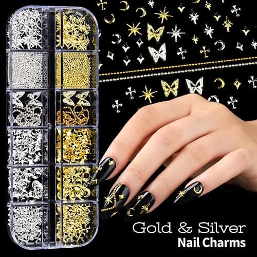 Teenitor Nail Charms and Nail Art Tools Set, Nail Art Kit with 5 Boxes of 3D Nail Charms and Gems Rhinestones, 15 Pcs Nail Art Brushes, 5 Pcs Nail Dotting Tools, 2 Set of Nail Stand thumbnail 3