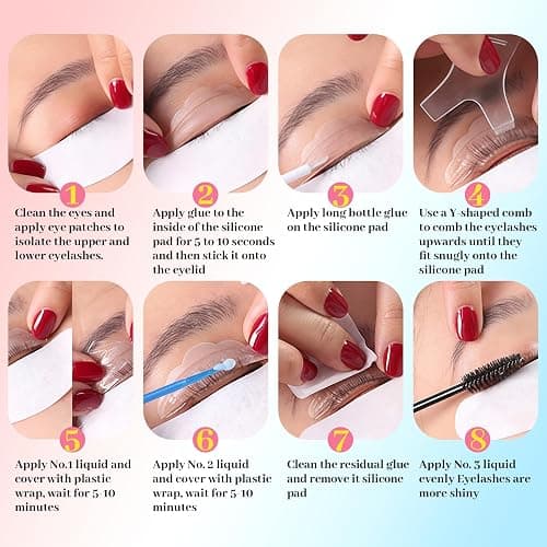 Wimpernlifting Set,Leicht Zu Bedienen Kit für Natürliche & Dickere Wimpern,Lash Extension Set Einfach zu Hause anzuwenden,Für Ausdrucksvollen Schwung Ohne Wimpernzange,Schonend & Einfach thumbnail 4