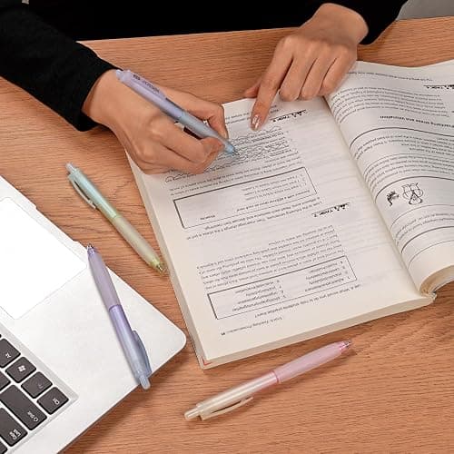 WRITECH Retractable Gel Ink Pens: 0.7mm Fine Point Black-Ink Aesthetic Gradient Color Barrel Soft Grip Medium Point Pen 5ct with 5 Refills for Journaling Smooth Writing Quick-dry No Bleed thumbnail 7