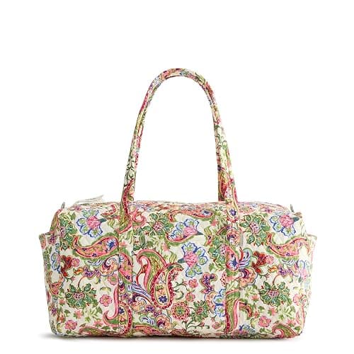 Vera Bradley Women's Premium Cotton Original Duffel Bag – Carry On Weekender Travel & Gym Bag – Vibrant Paisley, 40L thumbnail 4