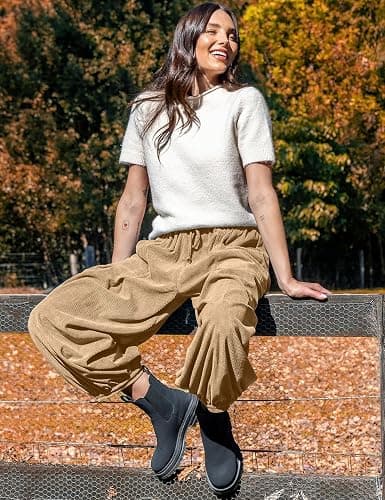 TARSE Womens Corduroy Pants Harem Casual Loose Fit Baggy Elastic Waist Lantern Fall Pants with Pockets thumbnail 4