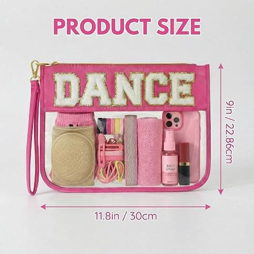 KYTACCU Dance Bag Dance gifts,Dance Stuff Dancer Gifts, Dance Makeup Bag Chenille Letter Clear Cosmetic Bag, Dance Competition Must Haves Essentials Bag for Girls Women thumbnail 4