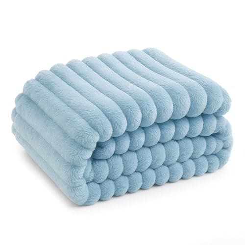Bedsure GentleSoft Blue Throw Blanket for Couch - Cozy Soft Blankets for Women, Cute Small Fleece Throw for Girls, Spring Decorations for Home Room Decor Gifts for Women Her, Light Blue, 50x60 Inches - Image 1