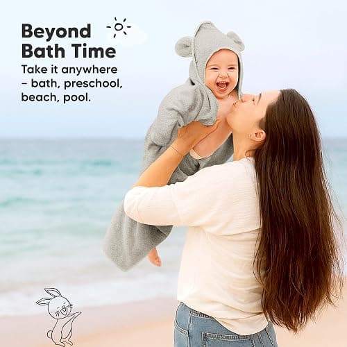 KeaBabies 2-Pack Hooded Baby Towels for Newborn - 30x30 Soft & Absorbent Viscose from Bamboo Baby Bath Towels with Hood for Infant, Toddler,Kids,Boys Girls,Newborn Bath Essentials (Graphite, Petite) thumbnail 7