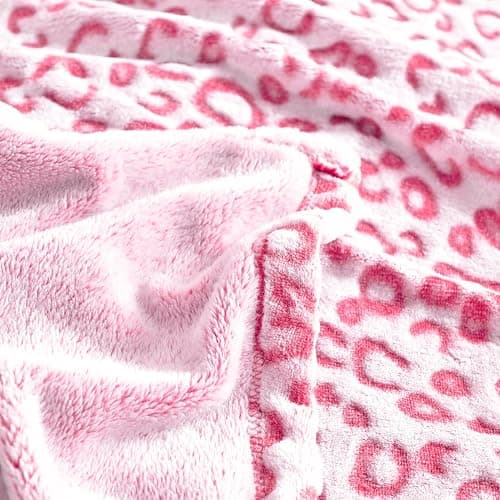 PLEASANT BOULEVARD | Leopard Throw Blanket Fleece, Premium Lightweight Cozy Warm Plush Microfiber Bedspread for Couch Sofa and Bed (Hot Pink, Twin (60 x 80 inches)) thumbnail 6
