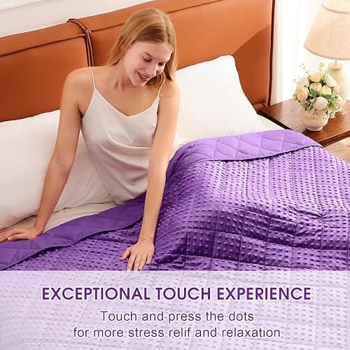 Purple Weighted Blanket for Adults 12lbs, 48"x72", Twin Full Size Cooling Minky Heavy Throw Blanket for 110-130lbs, Soft Winter Thick Big Blankets Weighted Comforter Gift for Sleeping thumbnail 3