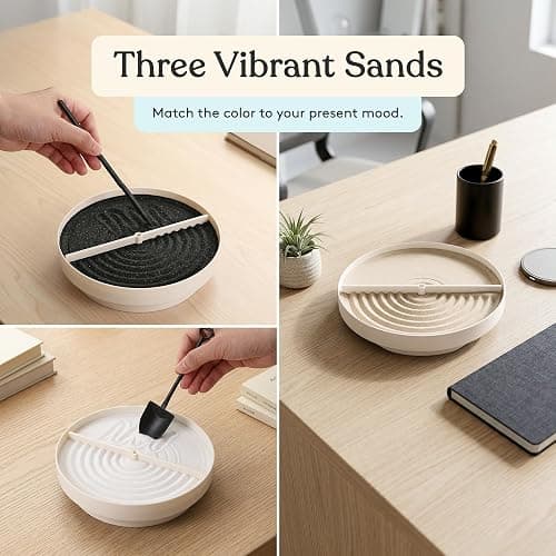 Special Supplies Zen Garden Sand Spinner – Self Spinning Sandscape for Desk, Mindfulness Kit, Stress Relief, Sensory Therapy Tools- Zen Garden Kit (White) thumbnail 4