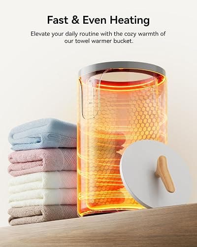 EUHOMY Large Towel Warmer for Bathroom, 3 Timer Settings (30/60/90 Mins), Auto Shut-Off, Fragrance Disc Holder, Bucket Towel Warmer for Oversized Towels, Blankets & Bathrobes, White thumbnail 5