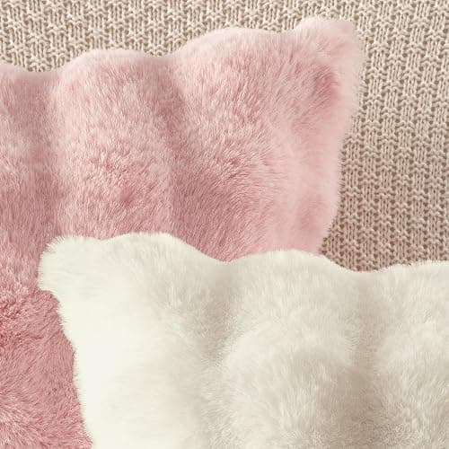MIULEE Plüsch Kissenbezug 50x50 cm Kissenbezüge Flauschig Kissen Sofakissen Fell Beide Seiten Kurze Wolle Dekokissen Luxus Square Kissenhülle für Sofa für Schlafzimmer Waschbar Deko Cremeweiß 2er Set thumbnail 7