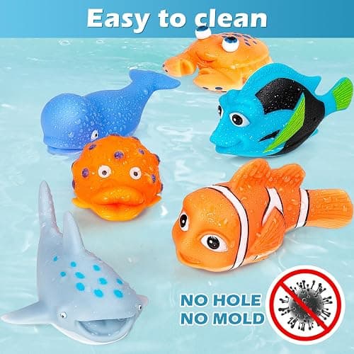 No Hole Mold Free Baby Bath Toys for Kids Ages 1-3, Water Toys for 6-12 Months Infants with Storage Bag, Baby Shark Toys for Pool, Bathtub, Beach, Shower, Tub,Ideal Gifts for Kids Boys and Girls thumbnail 5
