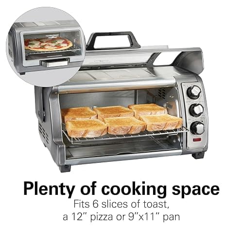 Hamilton Beach Air Fryer Toaster Oven Combo with Large Capacity, Fits 6 Slices or 12” Pizza, 4 Cooking Functions for Convection, Bake, Broil, Roll-Top Door, Easy Reach Sure-Crisp, Stainless Steel thumbnail 5