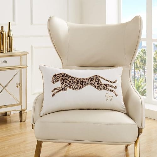 Juicy Couture Reversible Velvet Cheetah Pillow, 14" x 24" Decorative Pillow, White - Image 1