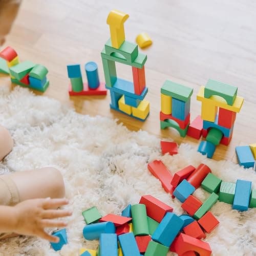Melissa & Doug Wooden Building Blocks, 100-Piece Set of Sorting & Stacking Toys in 4 Colors and 9 Shapes, Classic Toddler Toys for Girls & Boys Ages 2+ - FSC Certified thumbnail 6