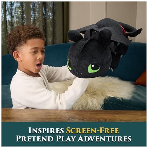 DreamWorks Dragons How to Train Your Dragon, Large Toothless Plush Toy, Stuffed Animal, Movie Merch, Kids Toys, Ages 3 and Up, 18” thumbnail 6