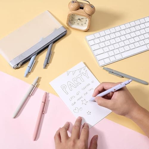 Mr. Pen- Retractable Gel Pens with Rose Gold Ring and Ball, 6 Pack, Morandi Barrels, Japanese Black Gel Pens, Fast Dry, Fine Point 0.5mm thumbnail 2