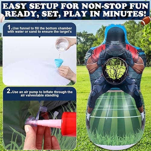 PullCrease Inflatable Football Pitching Target Double-Sided Training Toss Game with 6 Footballs Air Pump Funnel Football Toys Gifts Training Practice Equipment for Indoor Outdoor Yard Party Favor thumbnail 4