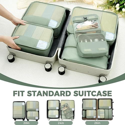 BAGAIL 9 Set Packing Cubes with Packing List Luggage Packing Organizers for Travel Accessories (Matcha Green) thumbnail 8