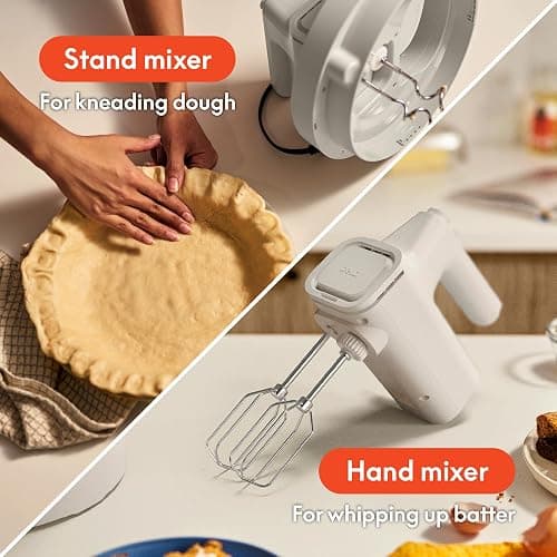 bella 3.5 Qt Hand & Stand Mixer, 2 in 1 Electric Mixer with Bowl, Dough Hook, Whisk & Egg Beater, Multifunctional Handheld Mixer for Baking, 200 Watt, Oatmilk thumbnail 4