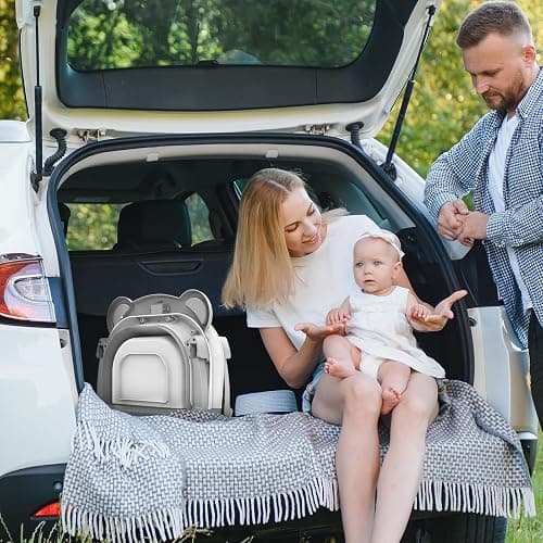 MoreFeel Collapsible Baby Bathtub for Newborn with Thermometer & 1 Hooded Towel & 1 Soft Floating Cushion,Portable Travel Bathtub with Drain Hole, Durable Foldable Baby Tubs for Infants to Toddler thumbnail 2