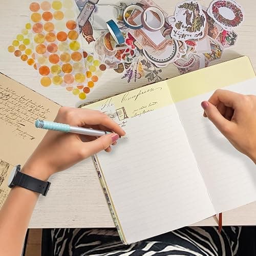 212 Pcs DIY Vintage Journal Set for Women Gifts Scrapbook Diary Supplies including Aesthetic Bullet Journals, Scrapbook Paper, Washi Stickers, Tape, Dot Stickers thumbnail 2