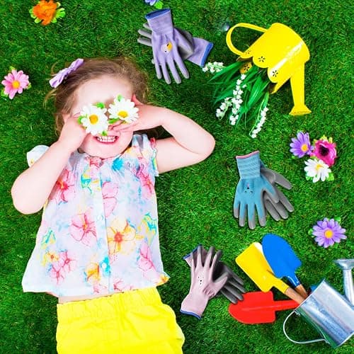 ANDANDA Kids Gardening Gloves, Nitrile Coated Children Yard Work Gloves with Grip, Suitable for Toddlers, Children, Girl, Boy thumbnail 5