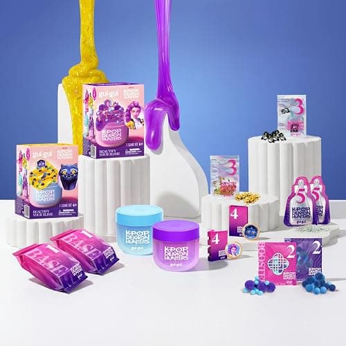 GUI GUI Kpop Demon Hunters Clear Slime & Crunchy | Rumi and Derpy Slime Kit | Rumi and Derpy 2-pack bundle includes booster, charms, medallion, and sparkle slime making kit | birthday gifts for girls 6+ thumbnail 2