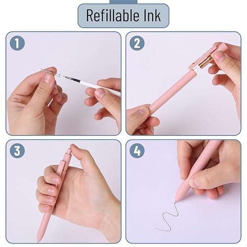 Mr. Pen- Retractable Gel Pens with Rose Gold Ring and Ball, 6 Pack, Morandi Barrels, Japanese Black Gel Pens, Fast Dry, Fine Point 0.5mm thumbnail 6