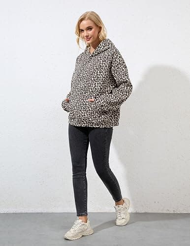 Ziesexy Womens Camo Hoodies Maple Leaf Print Oversized Hooded Pullover Shirt Fleece Long Sleeve Camo Sweatshirt With Pocket thumbnail 6
